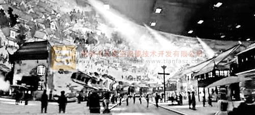 中国馆内的清明上河图（虚拟图）资料图